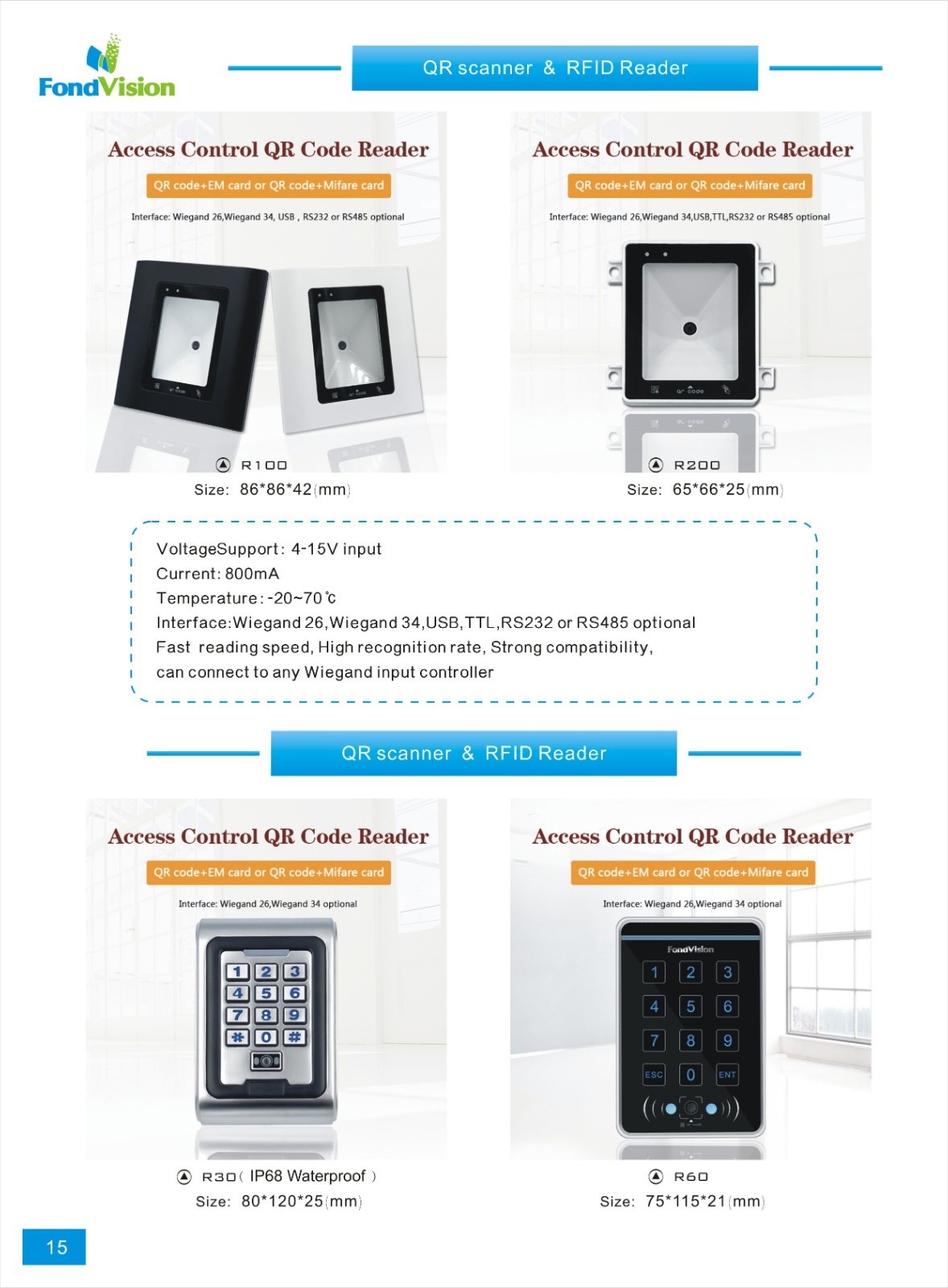 Wiegand QR Code Scanner NFC Reader QR Code Access Control Card Reader Scanner QR Code China